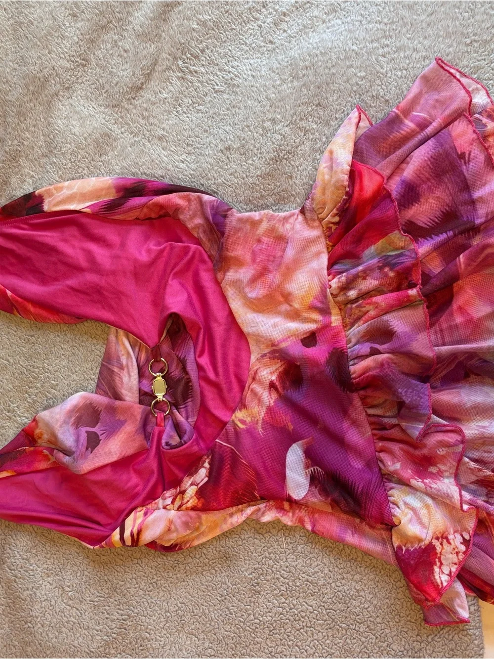Windsor Pink Halter Ruffled Mini Dress - Picture 3 of 4